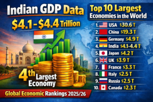 Indian GDP Data and Top 10 Largest Economies in the World (Nominal GDP in USD Trillions)